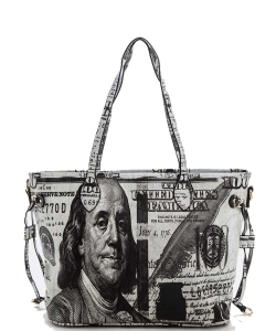 100 Dollar Bill Printed Shoulder Bag 118-6729 BLACK